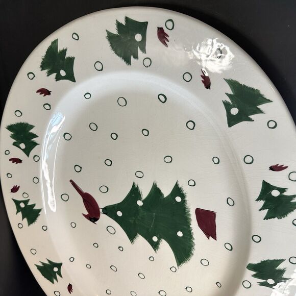Studio Nova Holiday Cardinal Christmas 20" Oval Serving Platter KT547 Vintage - Picture 7 of 15